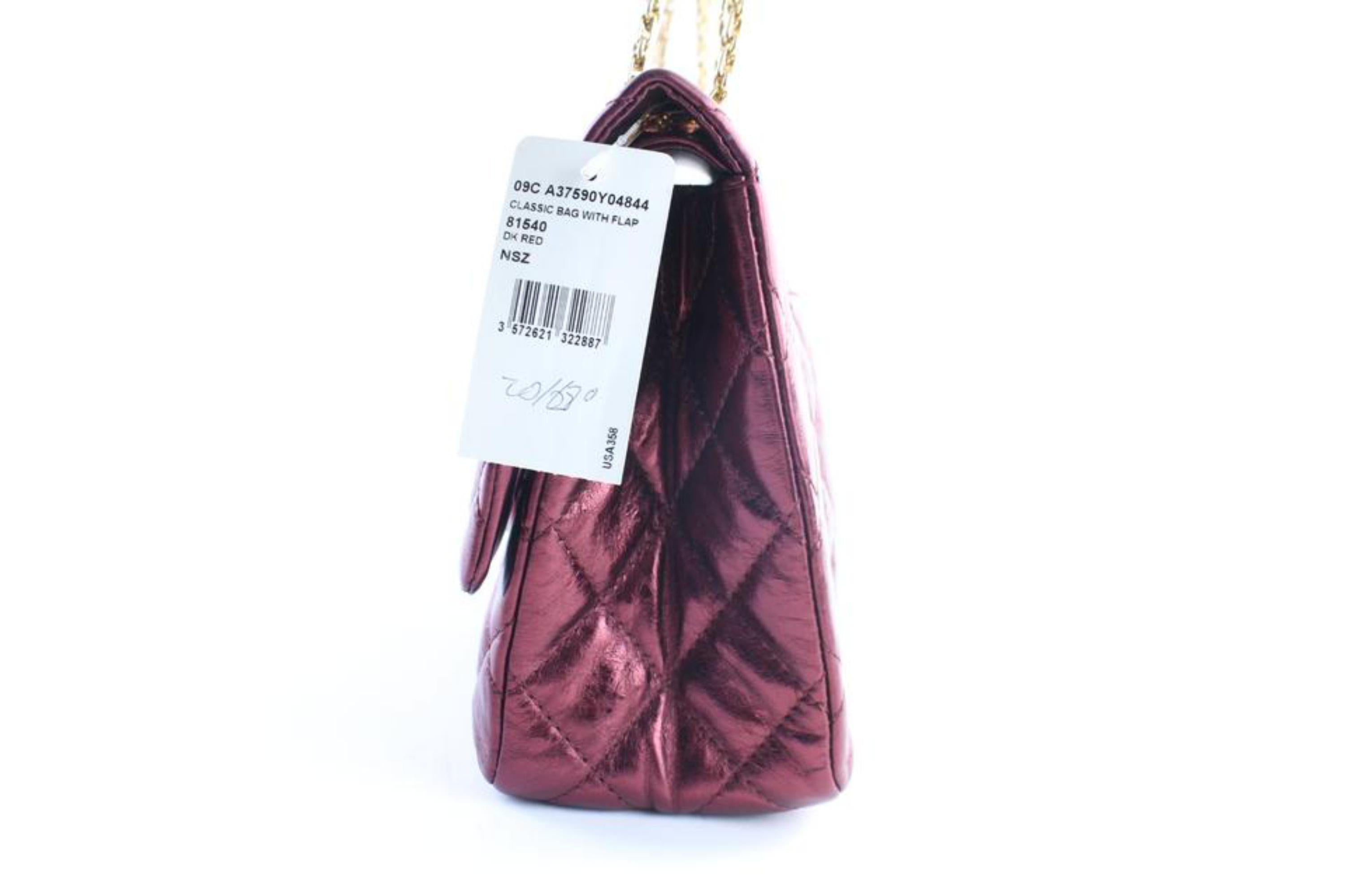 Chanel 2.55 Reissue  227 Flap 11cr0522 Metallic Burgundy Quilted Shoulder Bag For Sale 6