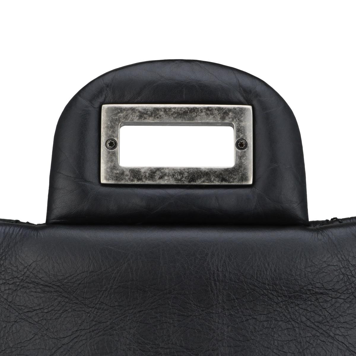 CHANEL 2.55 Reissue 227 Flap Bag Black Aged Calfskin Ruthenium Hardware 2014 For Sale 9