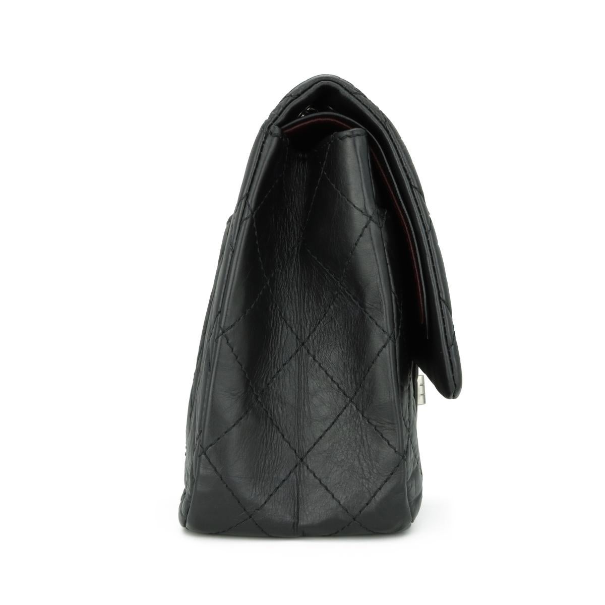 CHANEL 2.55 Reissue 227 Flap Bag Black Aged Calfskin Ruthenium Hardware 2014 For Sale 1