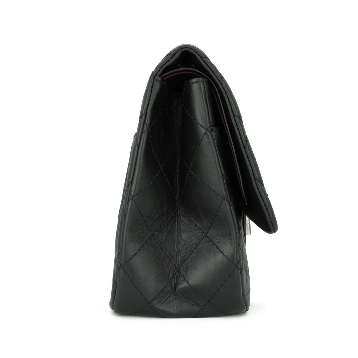 CHANEL 2.55 Reissue 227 Flap Bag Black Aged Calfskin Ruthenium Hardware 2014 For Sale 1