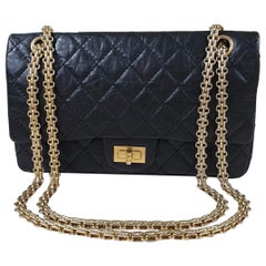 CHANEL 2.55 Reissue  Black Aged Calfskin Double Flap Bag
