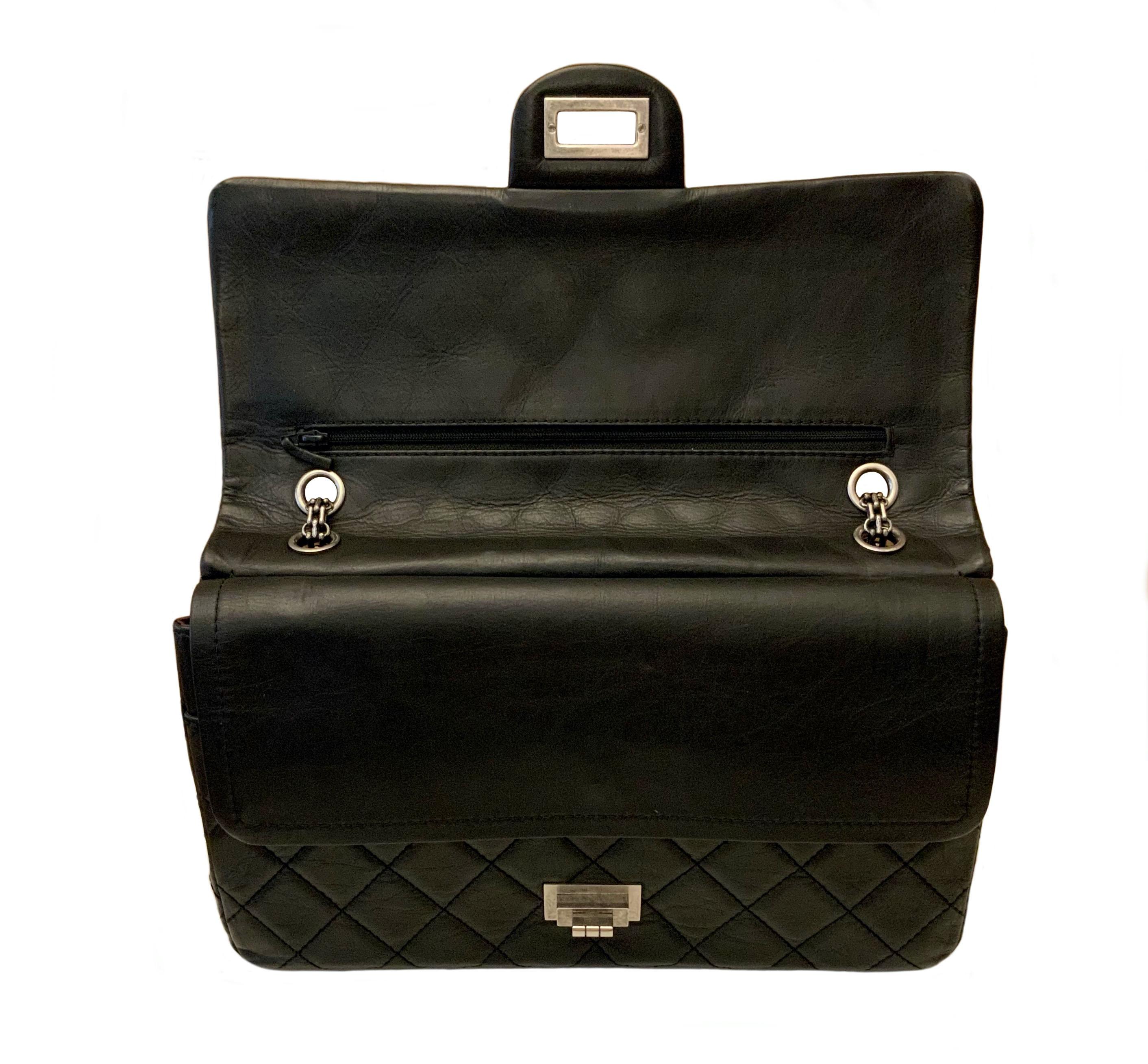 Chanel 2.55 Reissue Black Leather 227 Bag 7