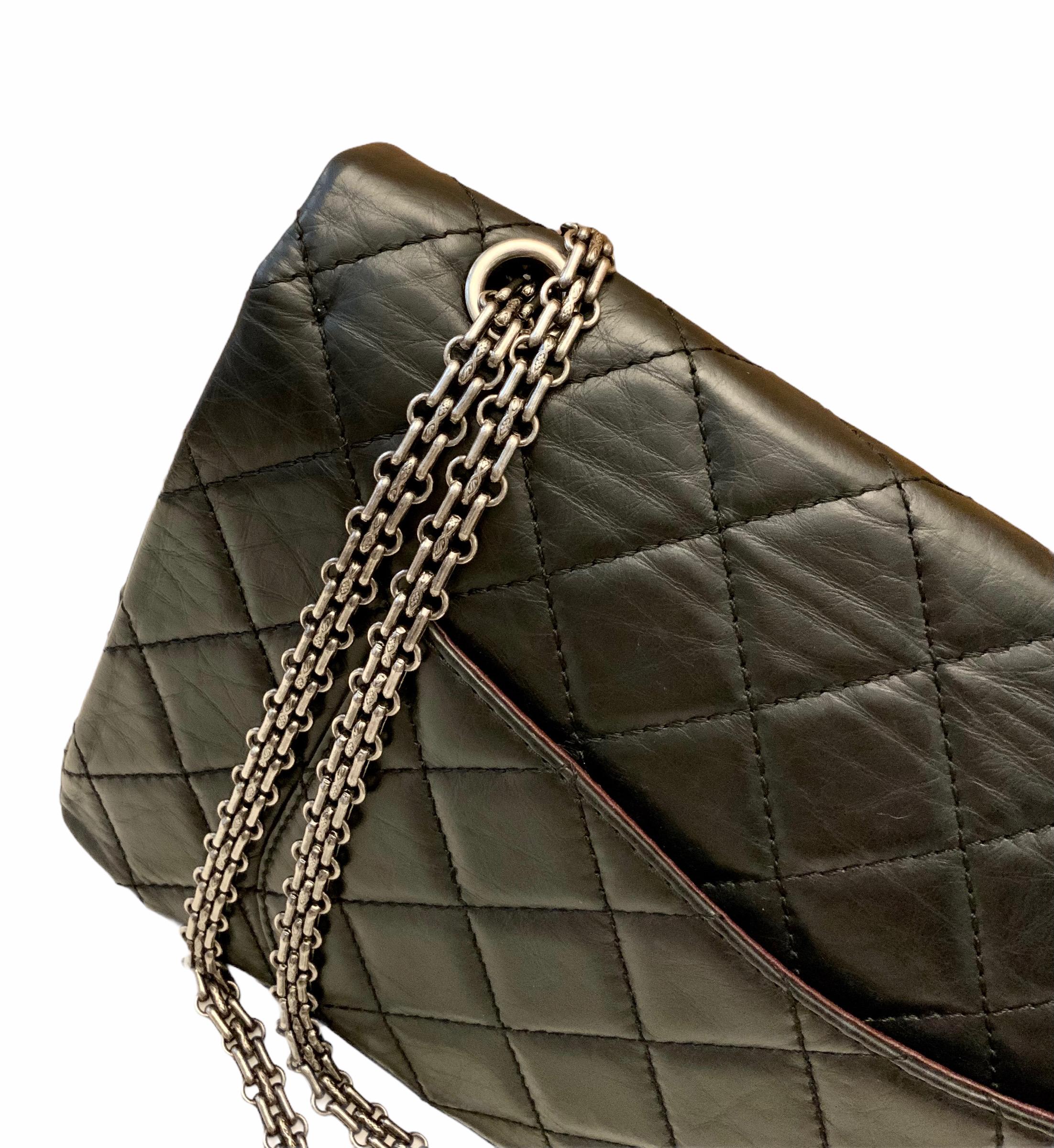 Chanel 2.55 Reissue Black Leather 227 Bag 2