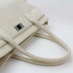 Chanel 2.55 Reissue Cerf Ivory Caviar Executive 869763 White Leather Tote