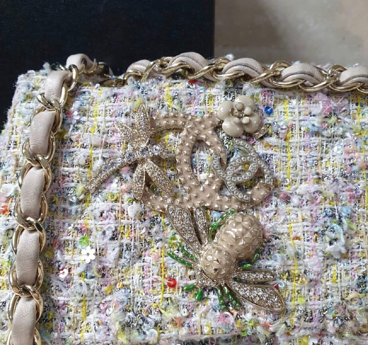 Chanel 2.55 Reissue Classic Flap Limited Garden Party 225 Double Tweed Tasche (Grau)