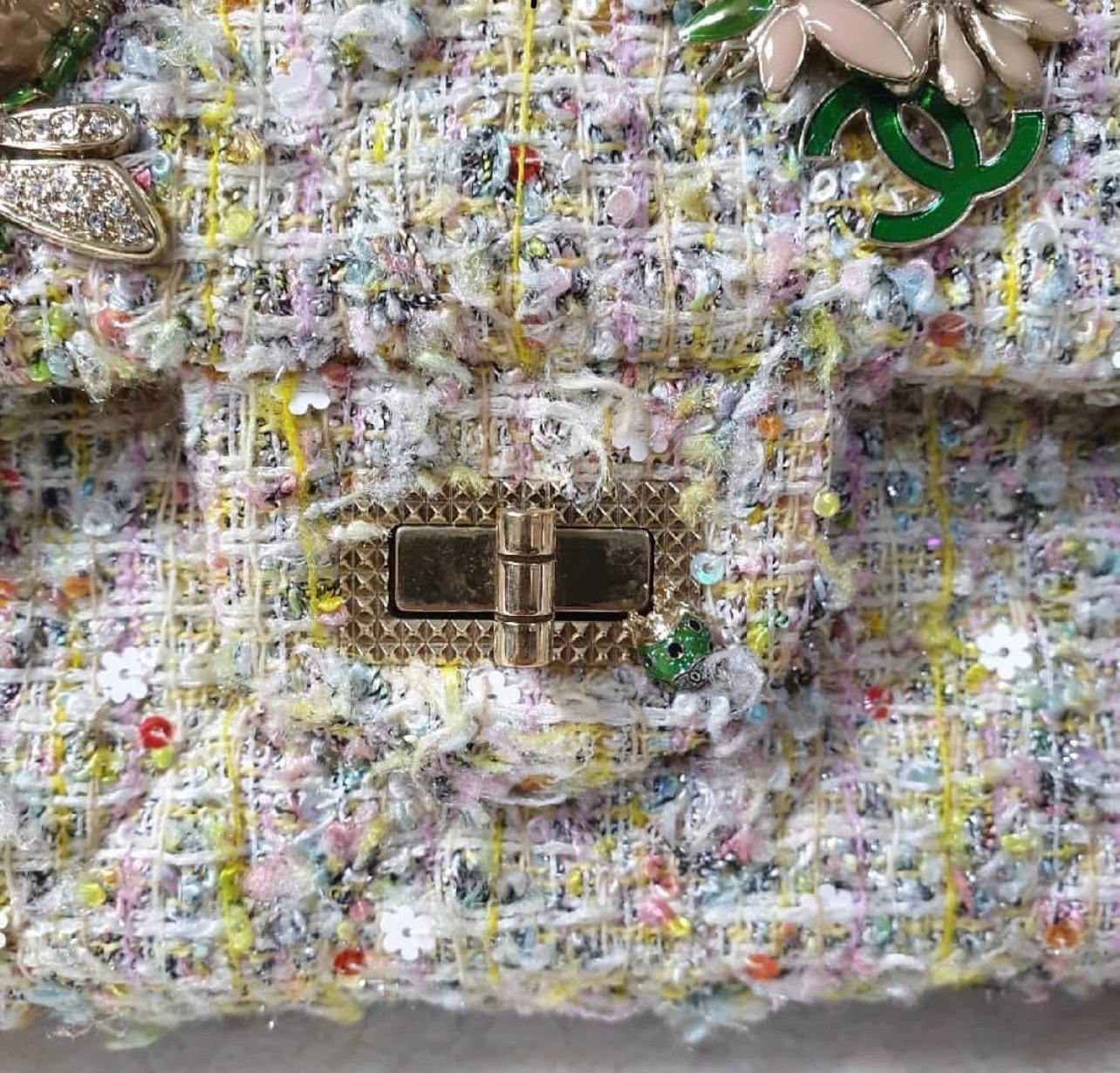 Chanel 2.55 Reissue Classic Flap Limited Garden Party 225 Double Tweed Tasche im Zustand „Gut“ in Krakow, PL