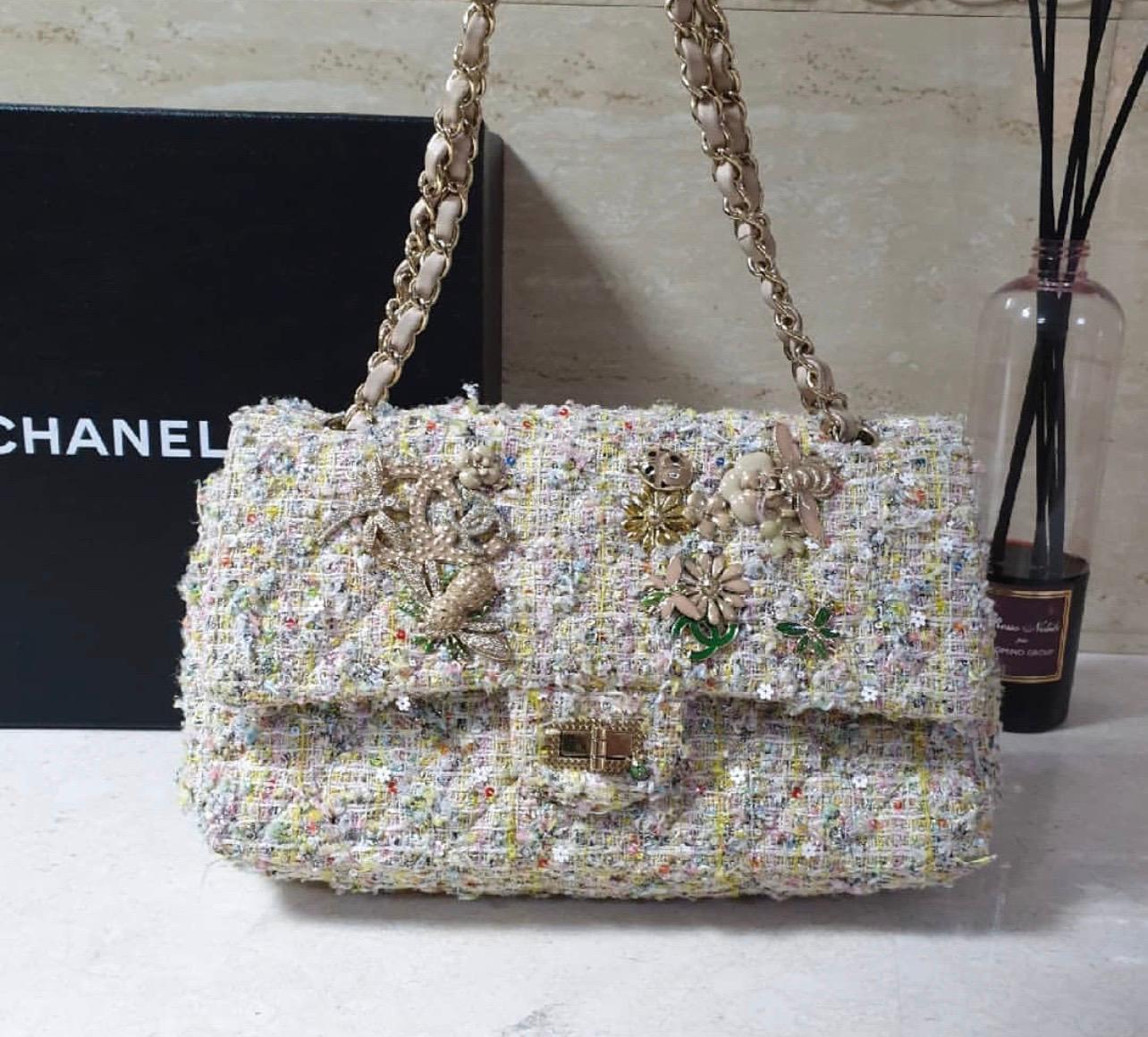Chanel 2.55 Reissue Classic Flap Limited Garden Party 225 Double Tweed Tasche 1