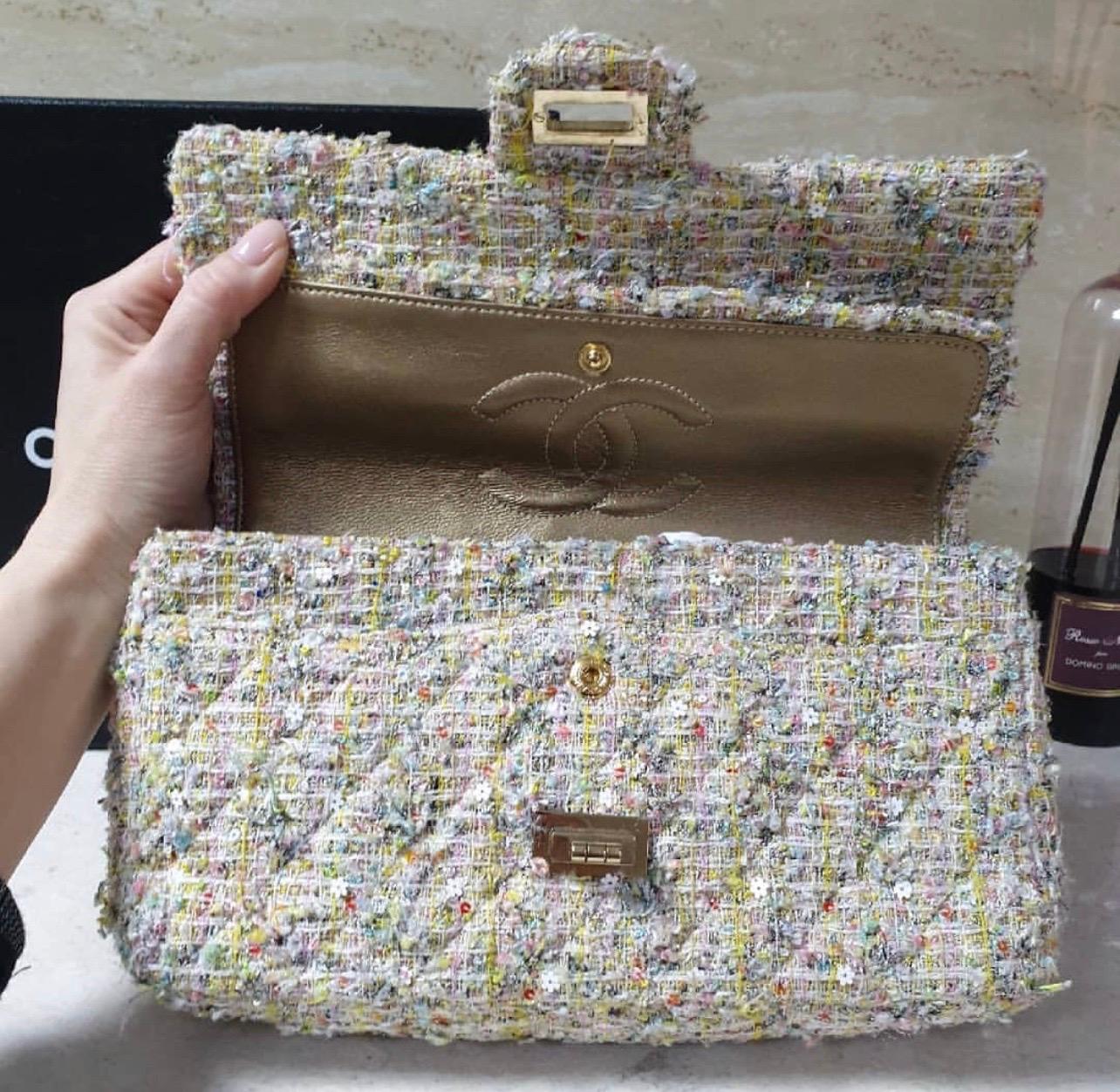 Chanel 2.55 Reissue Classic Flap Limited Garden Party 225 Double Tweed Tasche 3