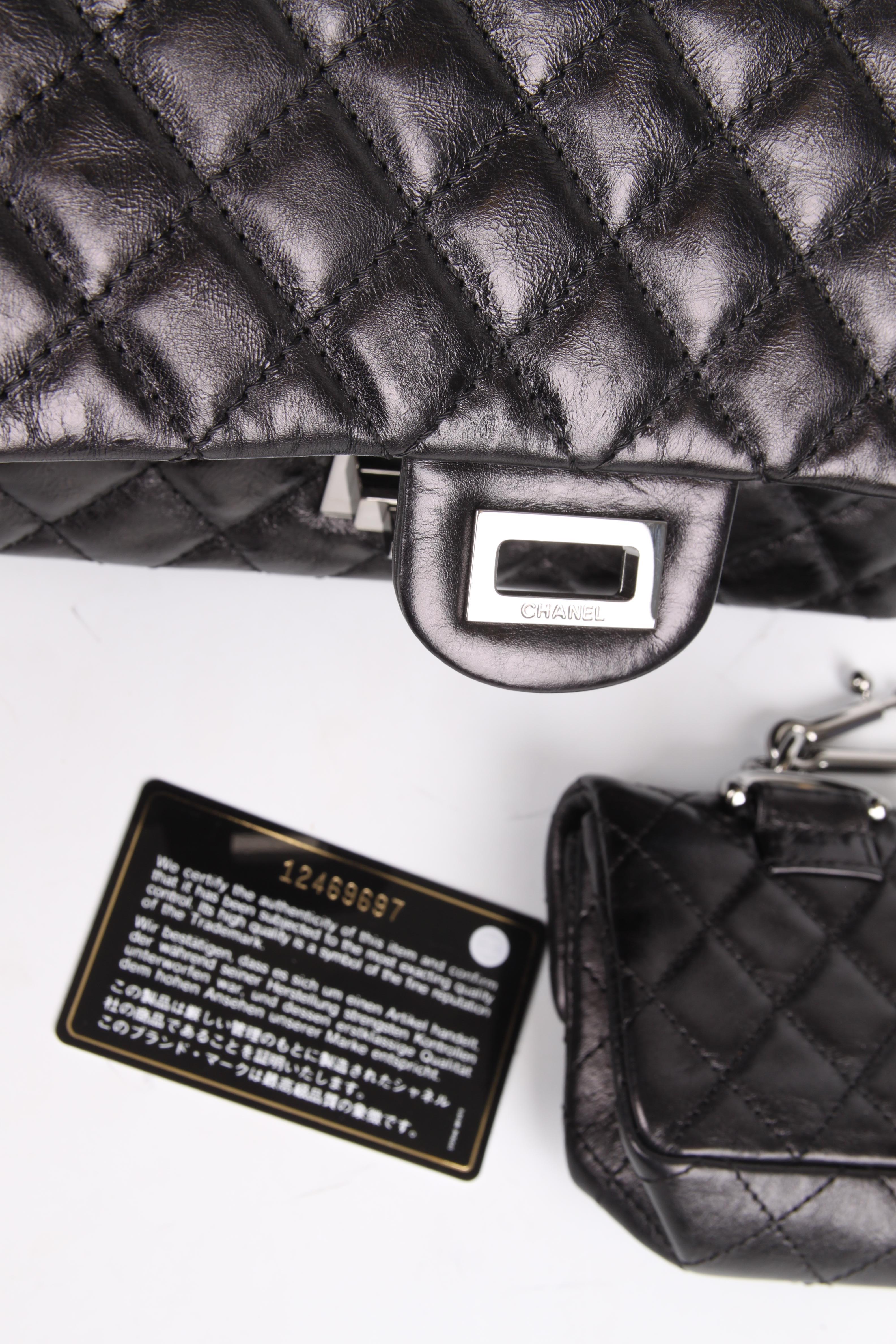 Chanel 2.55 Reissue Double Flap Bag with Mini Pochette - black 3