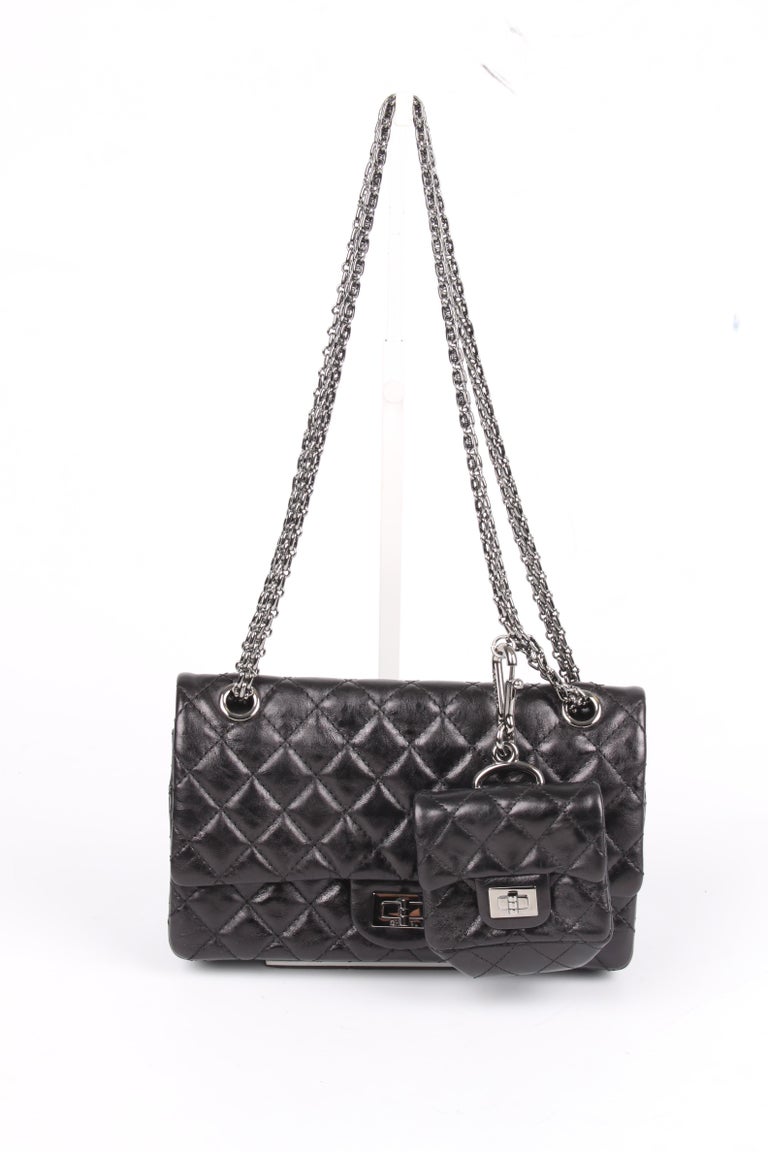 Chanel 2.55 Reissue Double Flap Bag with Mini Pochette - black For