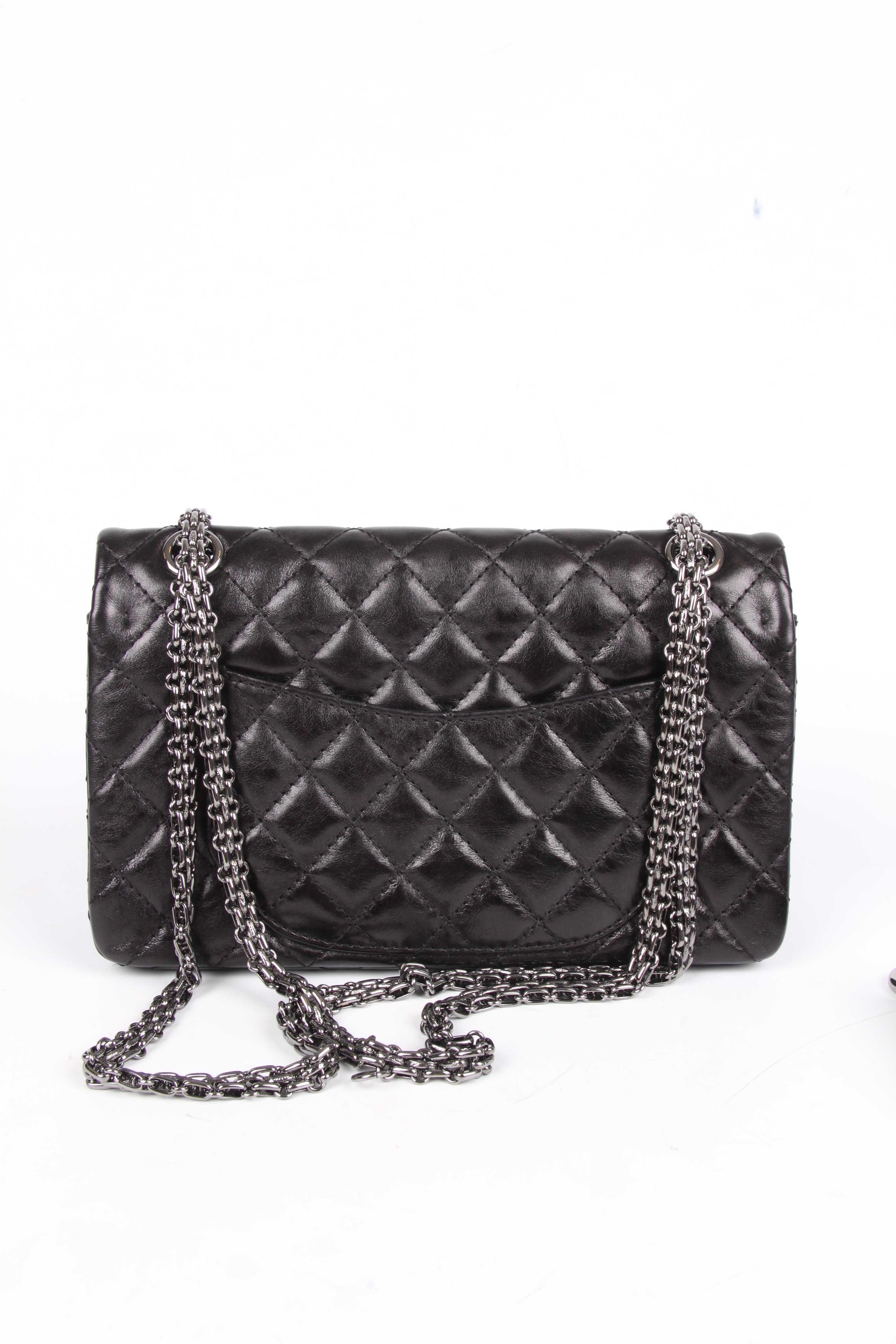 Black Chanel 2.55 Reissue Double Flap Bag with Mini Pochette - black