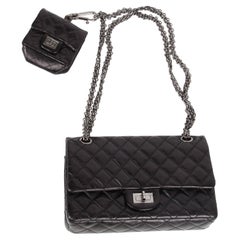 Chanel 2.55 Reissue Double Flap Bag with Mini Pochette - black