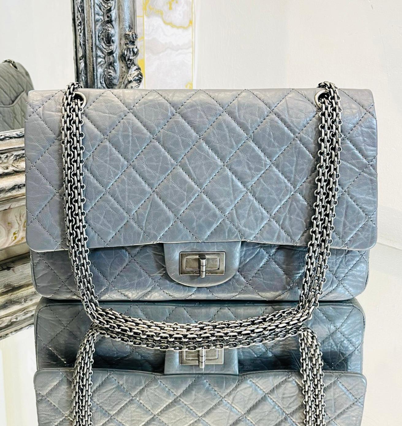 Gray Chanel 2.55 Reissue Double Flap Leather Bag For Sale