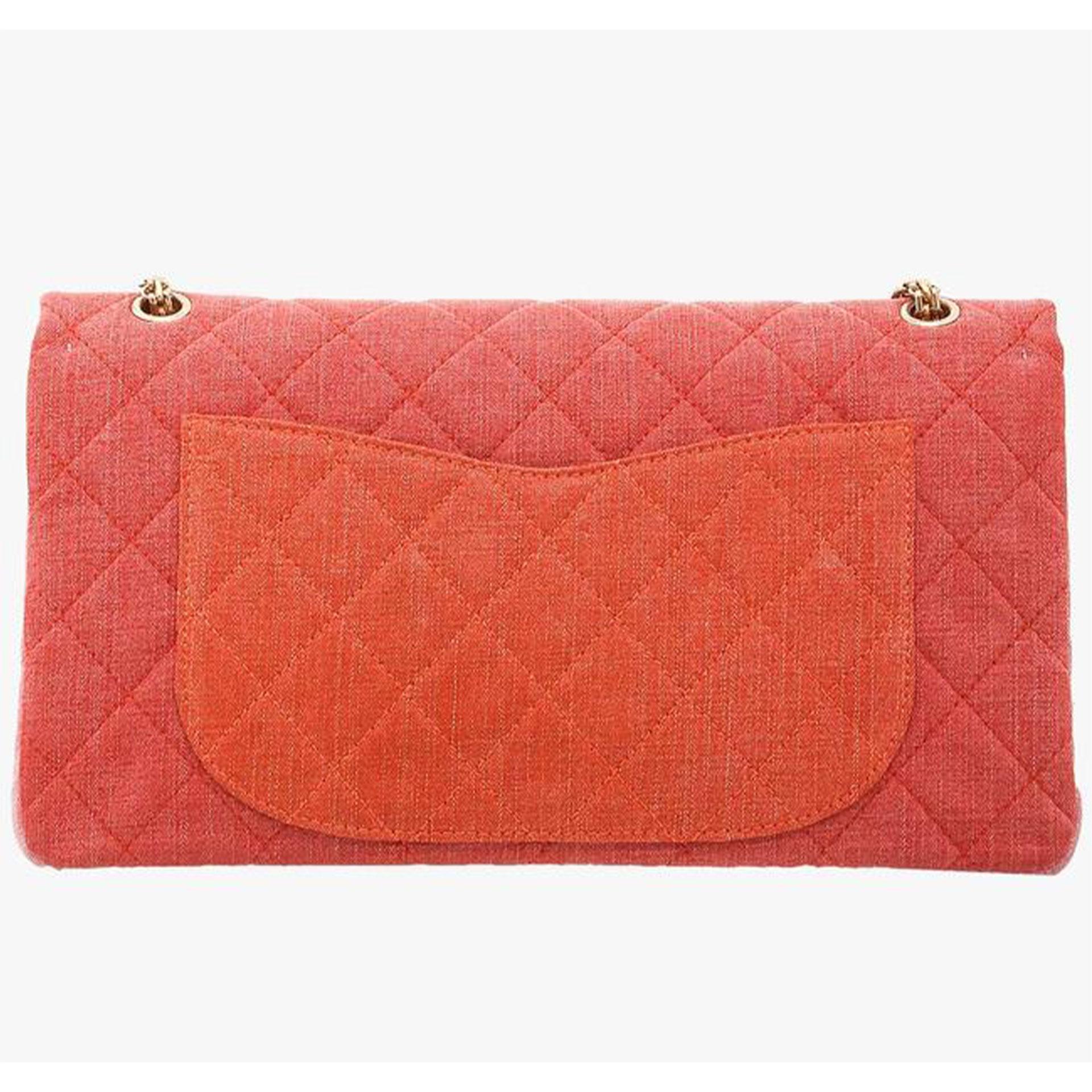 Orange Chanel 2.55 Reissue Double Flap Maxi Classic Limited Edition Red Pink Denim Bag For Sale