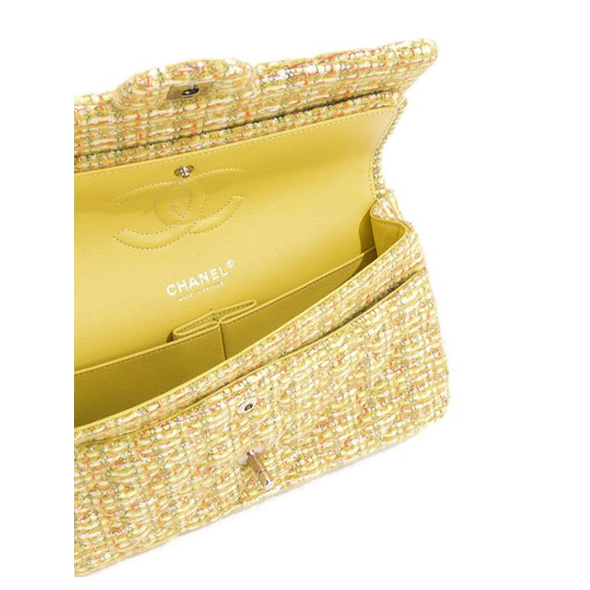 Chanel 2.55 Reissue Fall Yellow Tweed Classic Flap Shoulder Bag For Sale 9