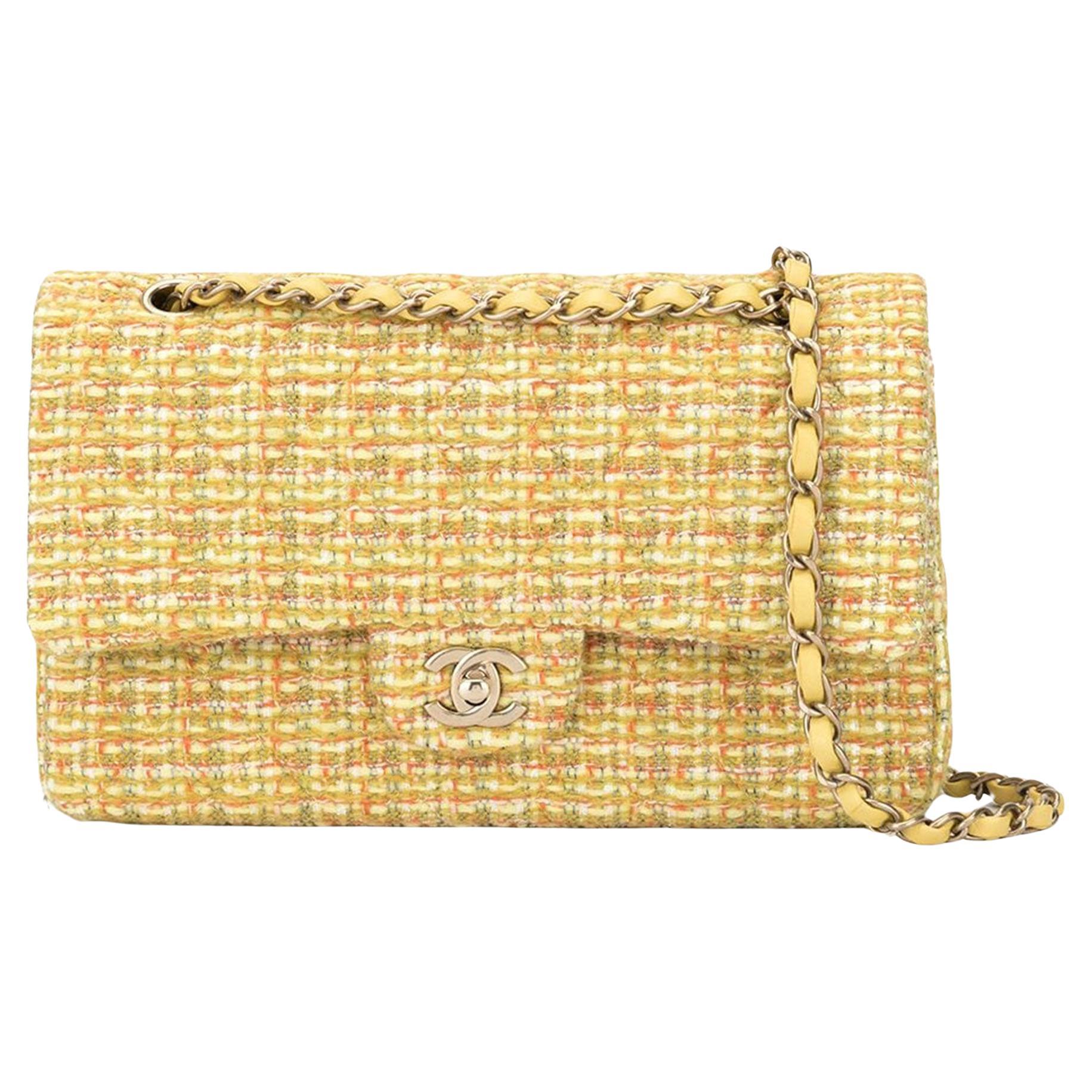 Chanel 2.55 Reissue Fall Yellow Tweed Classic Flap Shoulder Bag For Sale 2