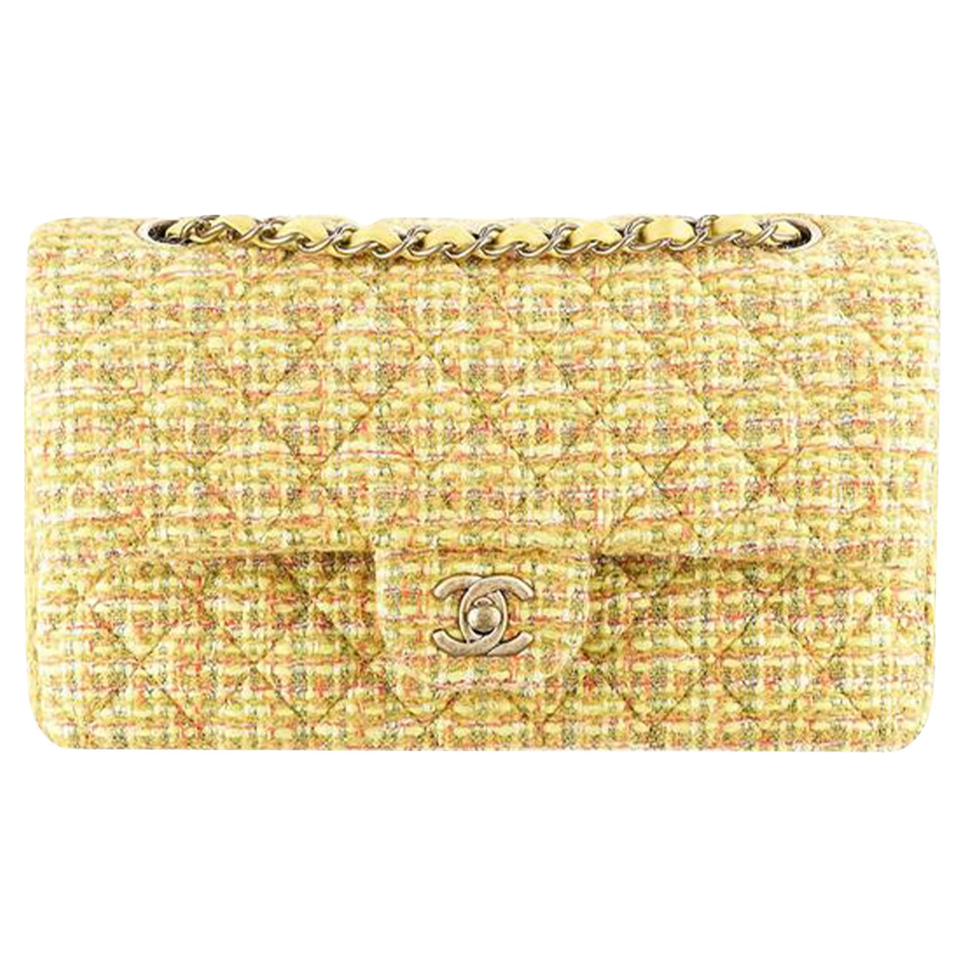 Chanel 2.55 Reissue Otoño Amarillo Tweed Bolso clásico con solapa