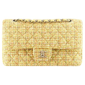 Chanel 2.55 Reissue Herbst Gelb Tweed Classic Flap Umhängetasche