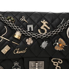 Chanel 2.55 Reissue Flap Black Diamond Quilted Aged Calfskin Lucky Charms Bag