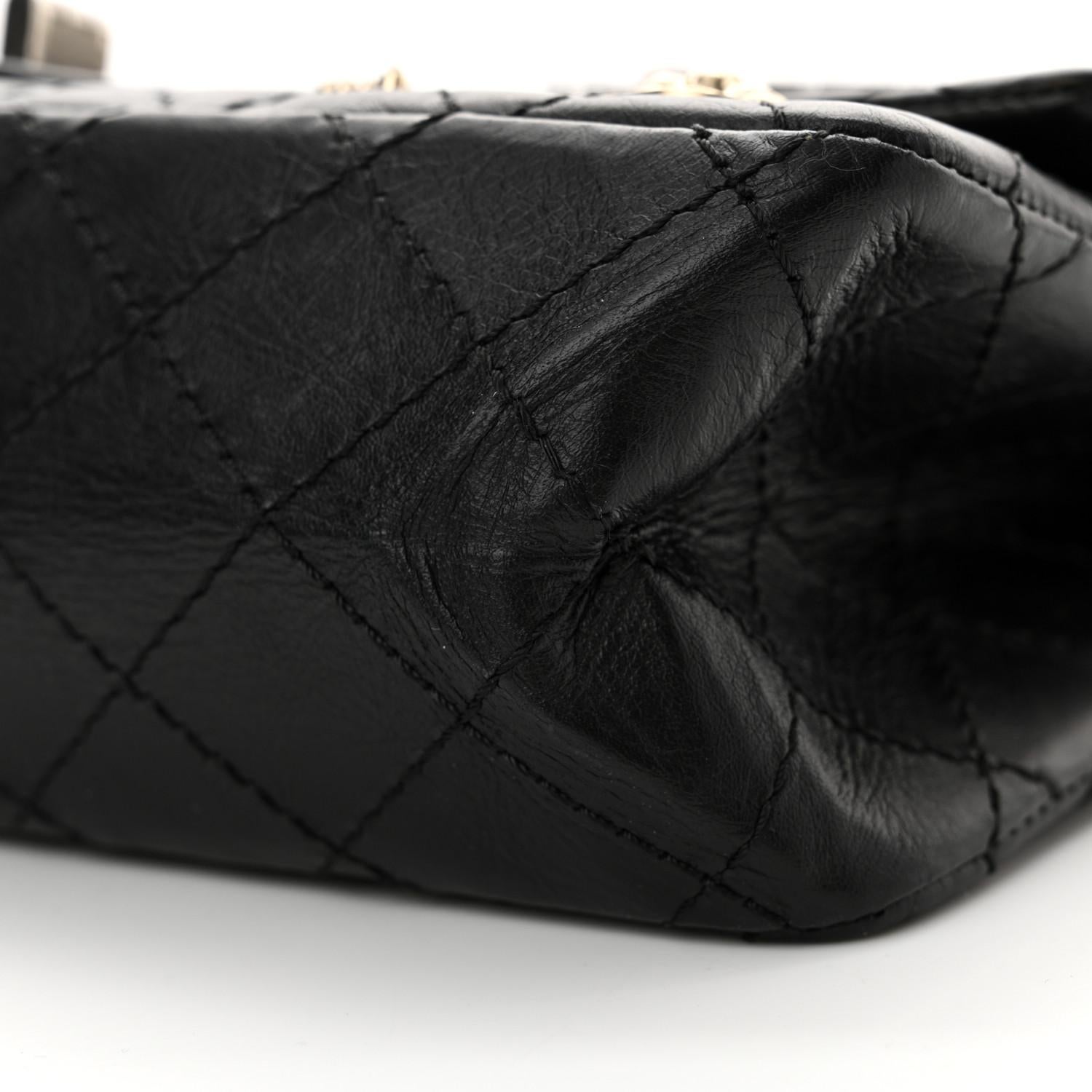 Chanel 2.55 Reissue Flap Black Diamond Quilted Calfskin Aged Lucky Charms Bag en vente 4