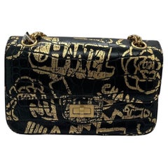 Chanel 2.55 Reissue Graffiti Flap Bag Gealtertes Kalbsleder Schwarz Gold Limitierte Auflage