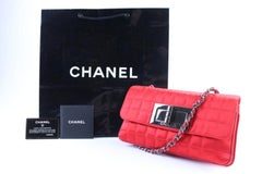 Chanel 2.55 Reissue Jumbo Turnlock Flap 2cr0417 Red Quilted Satin Shoulder Bag