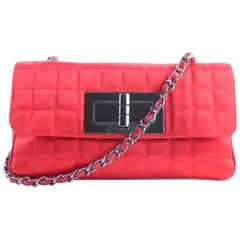 Vintage Chanel 2.55 Reissue Jumbo Turnlock Flap 2cr0417 Red Quilted Satin Shoulder Bag