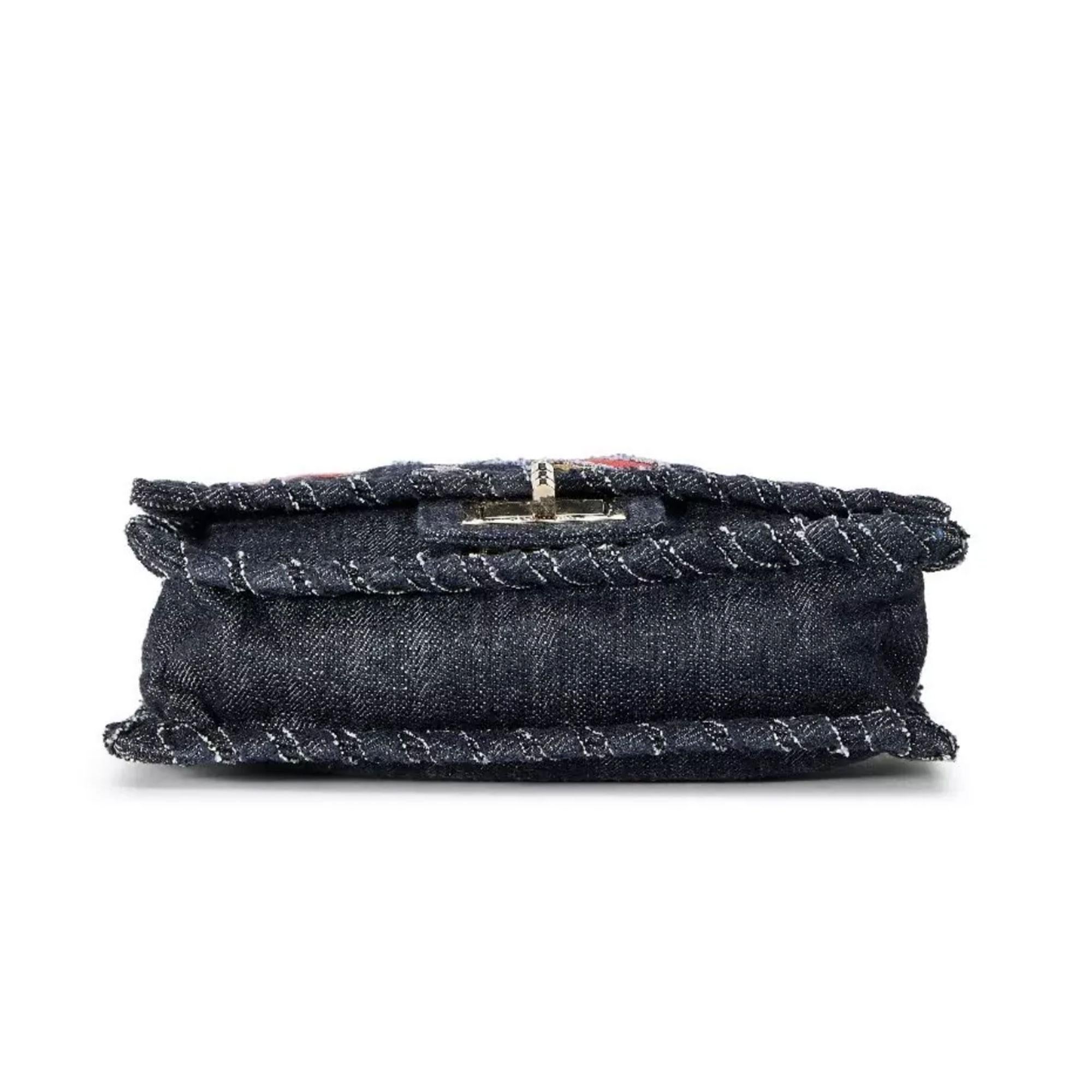 Chanel 2.55 Reissue Limited Edition Airplanes Flap Blue Denim Shoulder Bag For Sale 4