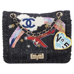 Chanel 2.55 Reissue Limited Edition Airplanes Umhängetasche aus blauem Denim mit Klappe