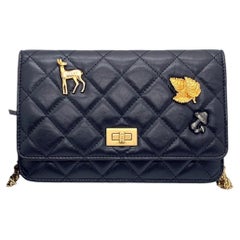 Chanel 2.55 Reissue Lucky Charms WOC Black Aged Calfskin Deer Leaf
