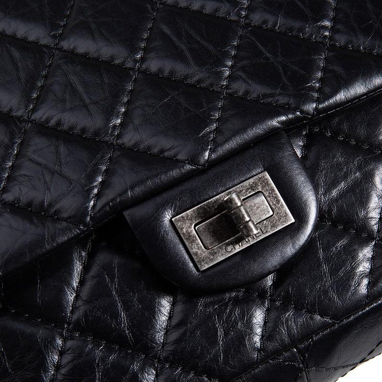 Chanel 2.55 Reissue Maxi Aged Calfskin Black Handbag at 1stDibs