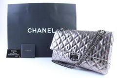 Chanel 2.55 Reissue Metallic 227 Jumbo Flap 3cr0417 Gunmetal  Shoulder Bag