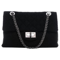 Chanel 2.55 Reissue XL Quilted Giant Maxi Jetsetter Black Tweed Shoulder Bag