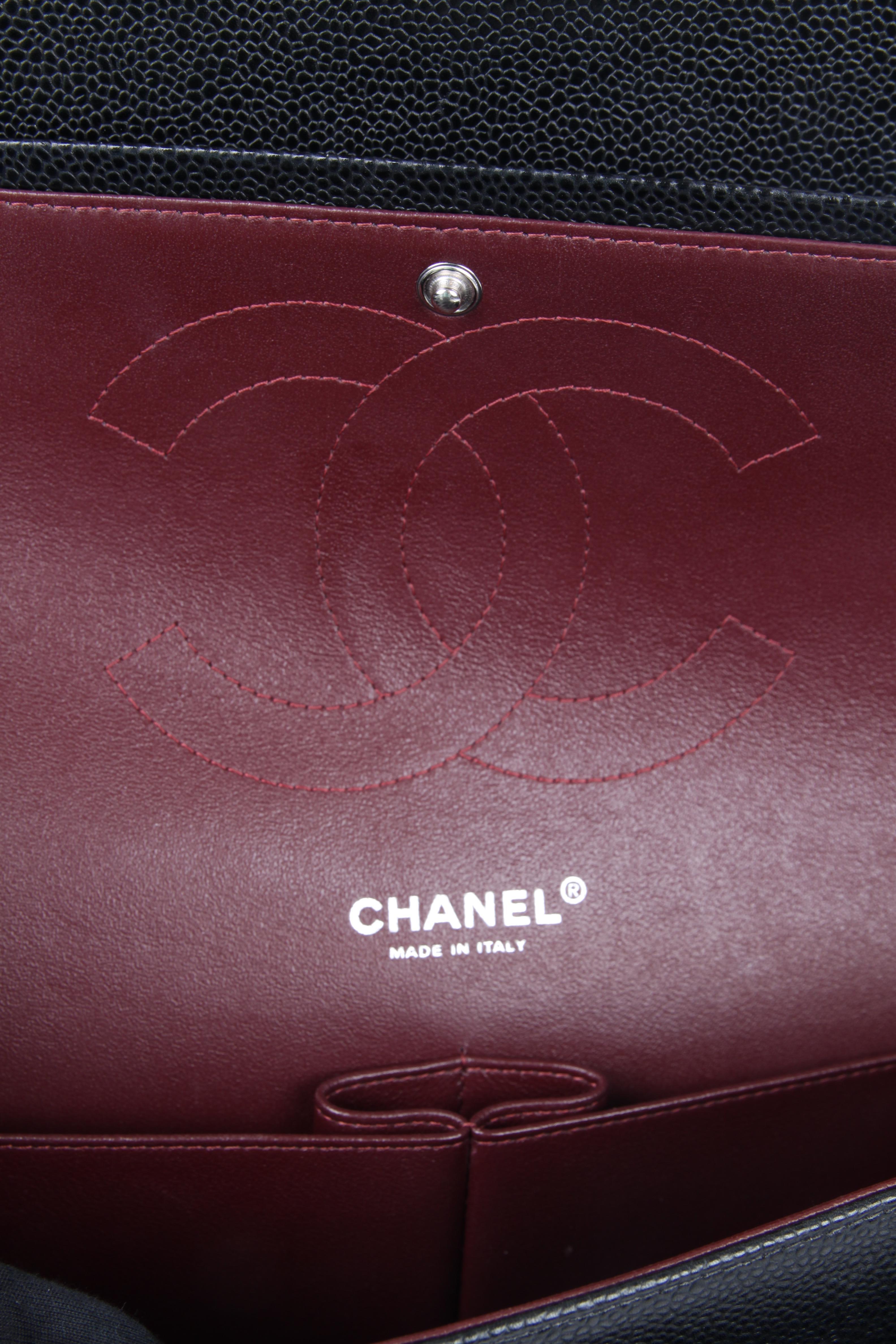 Chanel 2.55 Timeless Jumbo Double Flap Bag - black caviar leather/silver 5