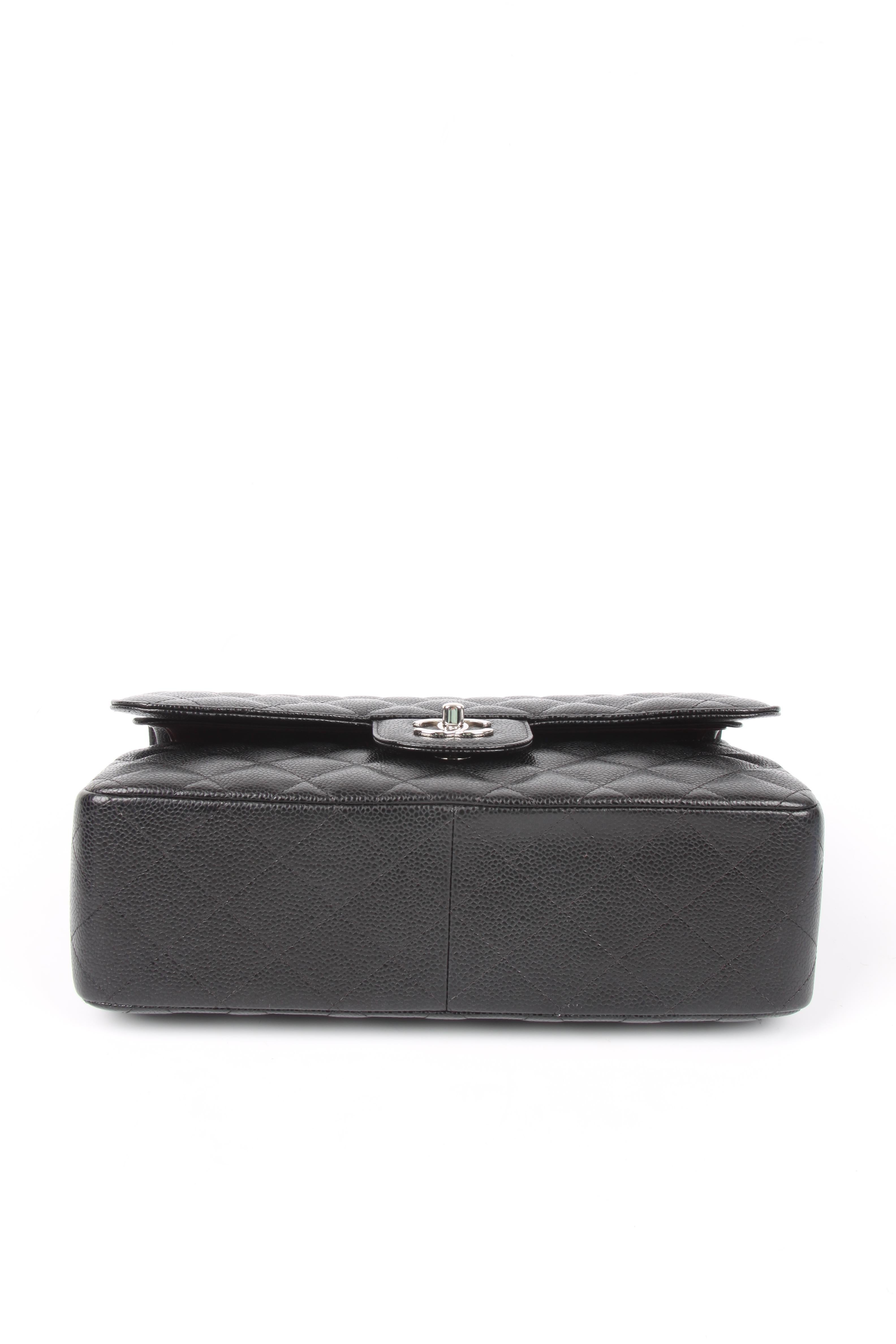 Women's or Men's Chanel 2.55 Timeless Jumbo Double Flap Bag - black caviar leather/silver