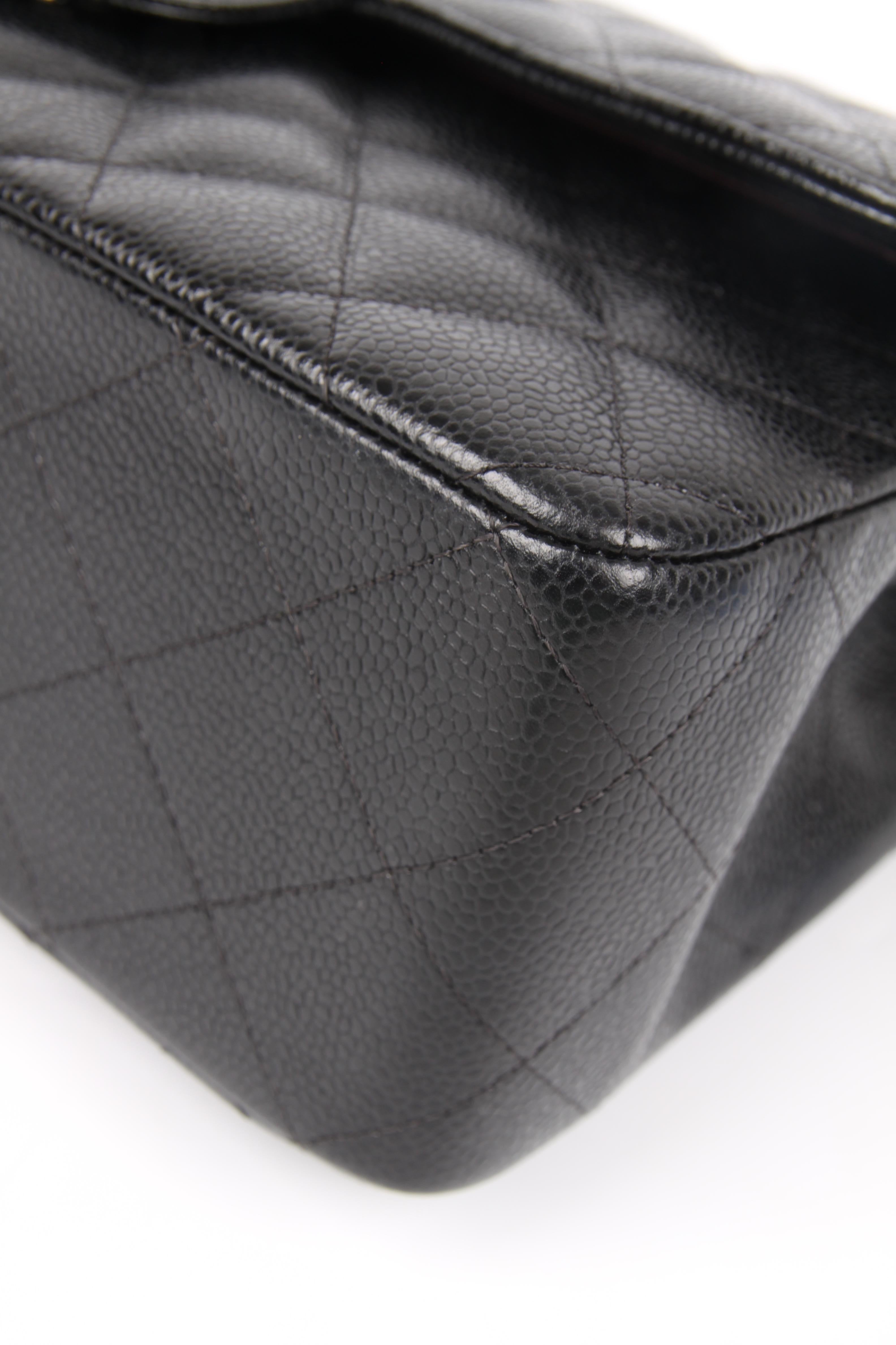 Chanel 2.55 Timeless Jumbo Double Flap Bag - black caviar leather/silver 2