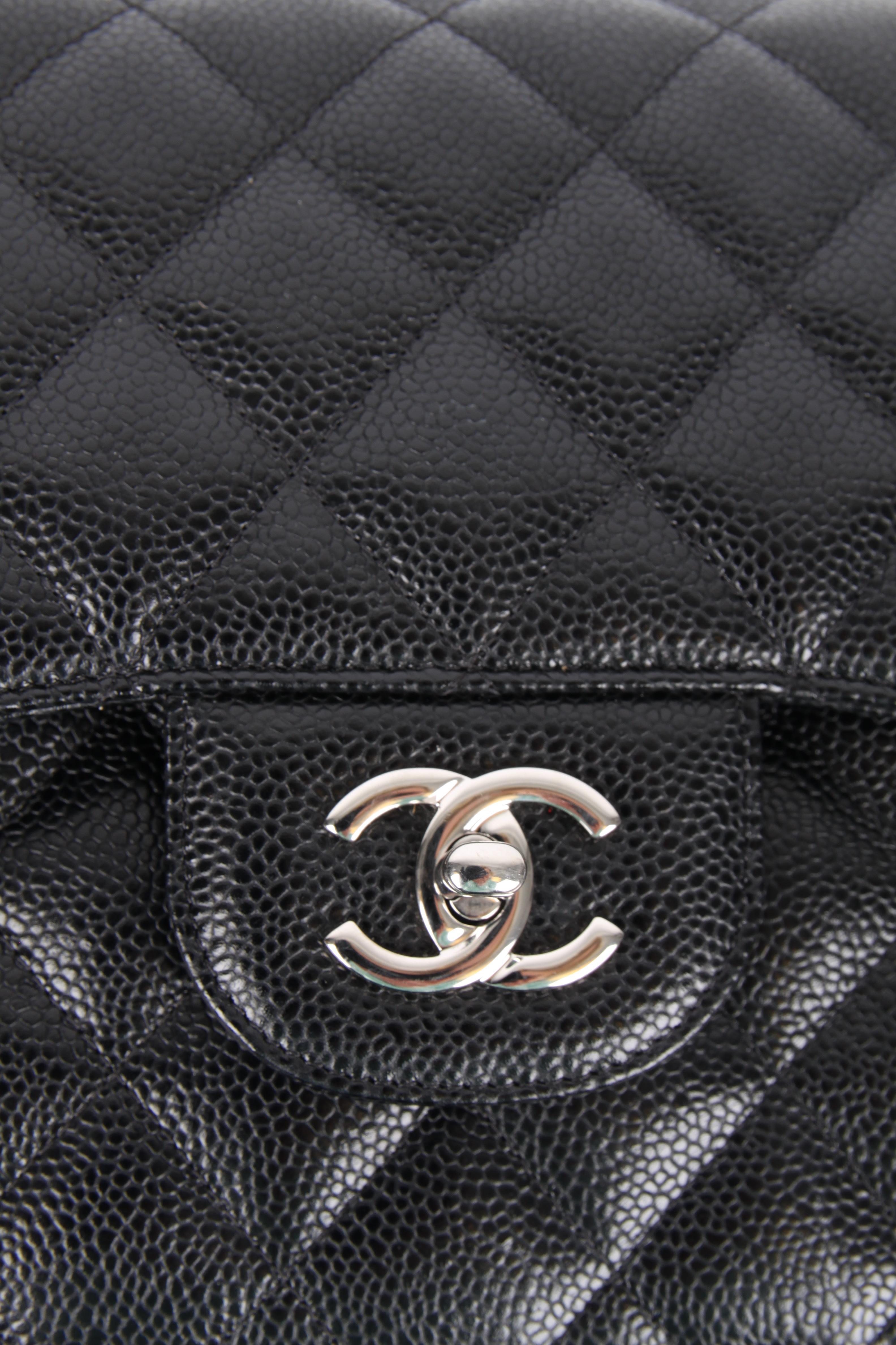 Chanel 2.55 Timeless Jumbo Double Flap Bag - black caviar leather/silver 3