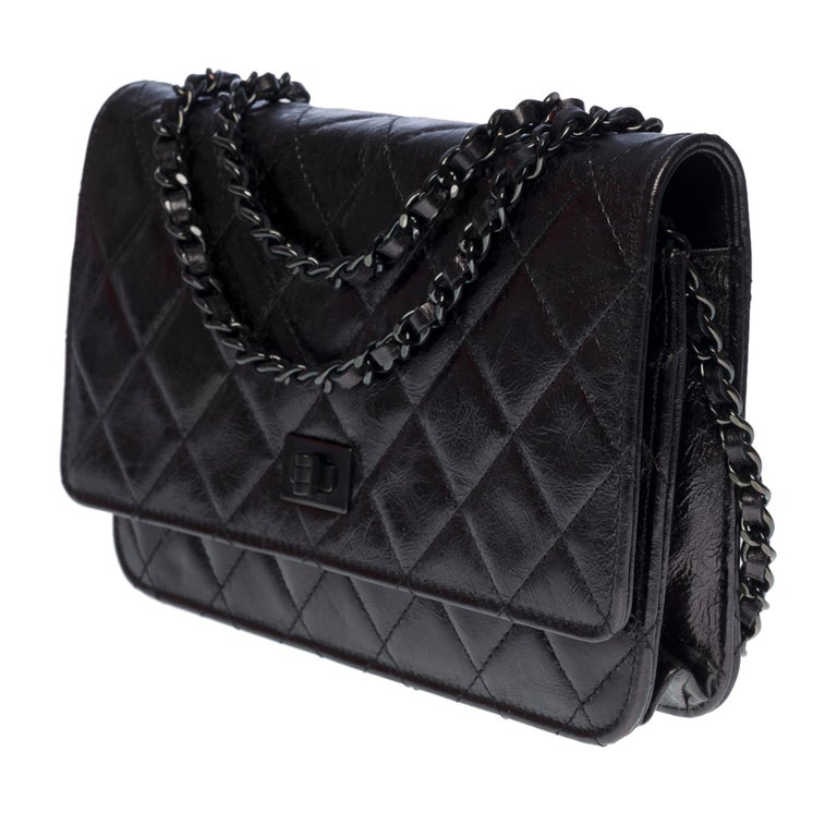 Chanel 2.55 Wallet on Chain shoulder bag in quilted glazed aged leather ,  BHW