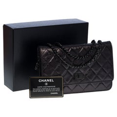 Chanel 2.55 Wallet on Chain   shoulder bag in quilted glazed aged leather , BHW