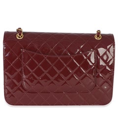 Chanel 25B Burgundy Quilted Patent Double Pocket Flap Bag