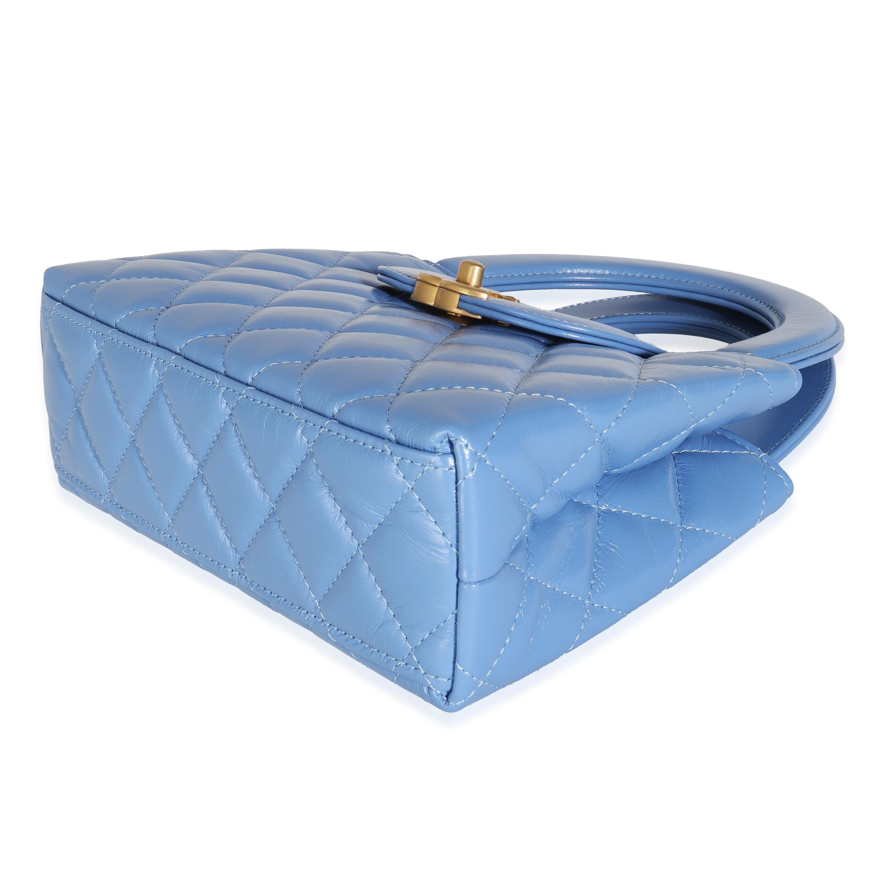 Women's or Men's Chanel 25C Navy Shiny Quilted Aged Calfskin Nano Kelly