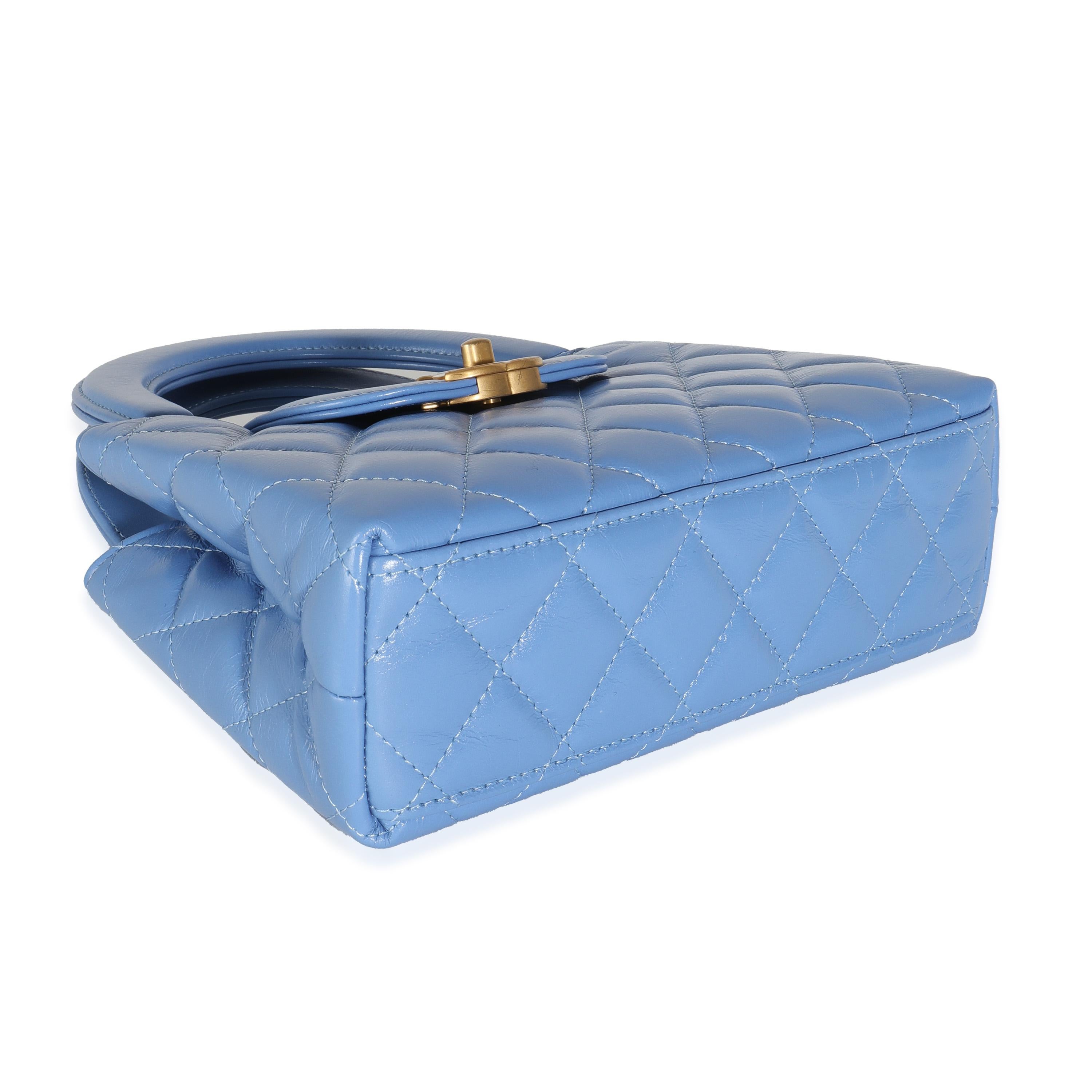 Chanel 25C Navy Shiny Quilted Aged Calfskin Nano Kelly 1