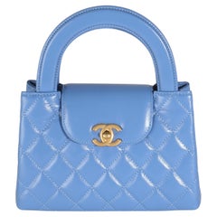 Chanel 25C Navy Shiny Quilted Aged Calfskin Nano Kelly