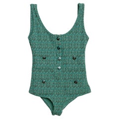 Chanel 25C  One Piece Swimsuit with Pocket and Button Detail New w/ Tags