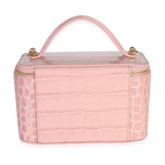 Chanel 26B Light Pink Crocodile Embossed Calfskin Vanity With Chain