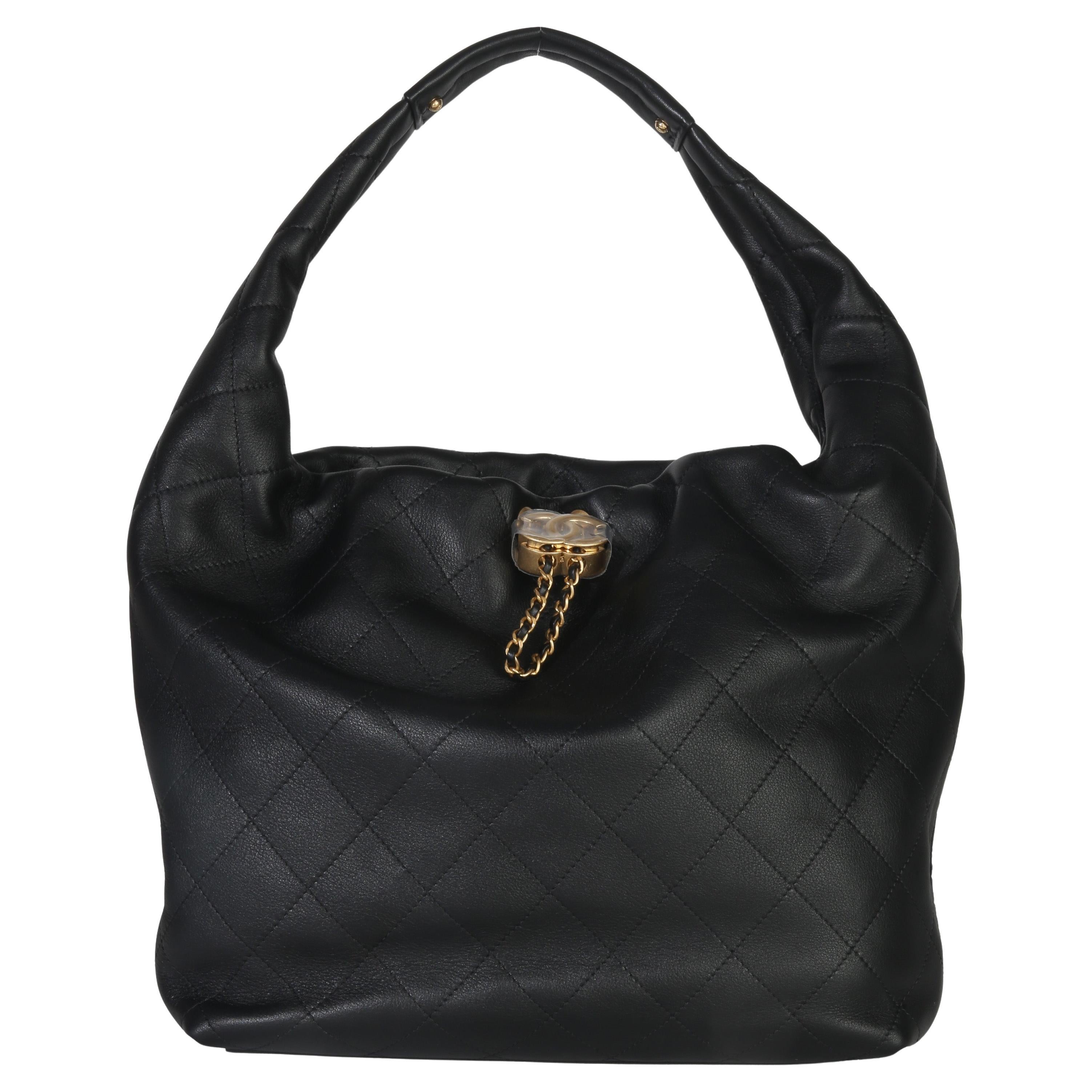 Chanel 26C Black Quilted Calfskin Large Hobo