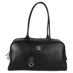 Chanel 26P Black Calfskin Large Bowling Bag