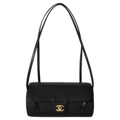 Chanel 26P Black Grained Shiny Calfskin Small Bowling Bag