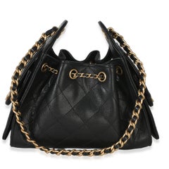 Chanel 26P Black Quilted Caviar Mini Chanel 25 Hobo Handbag