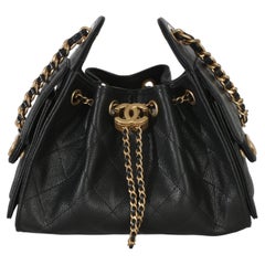 Chanel 26P Black Quilted Caviar Mini Chanel 25 Hobo Handbag